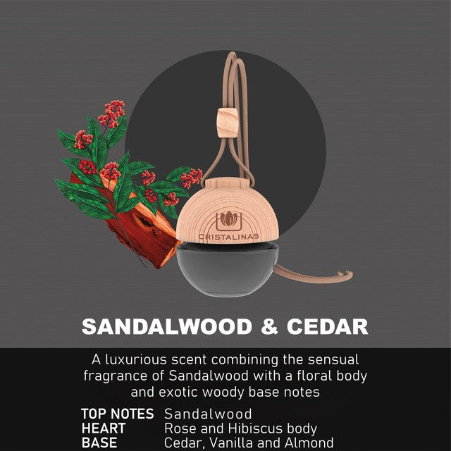 Cristalinas car air freshener Sandalwood & Cedar 6ml - British product