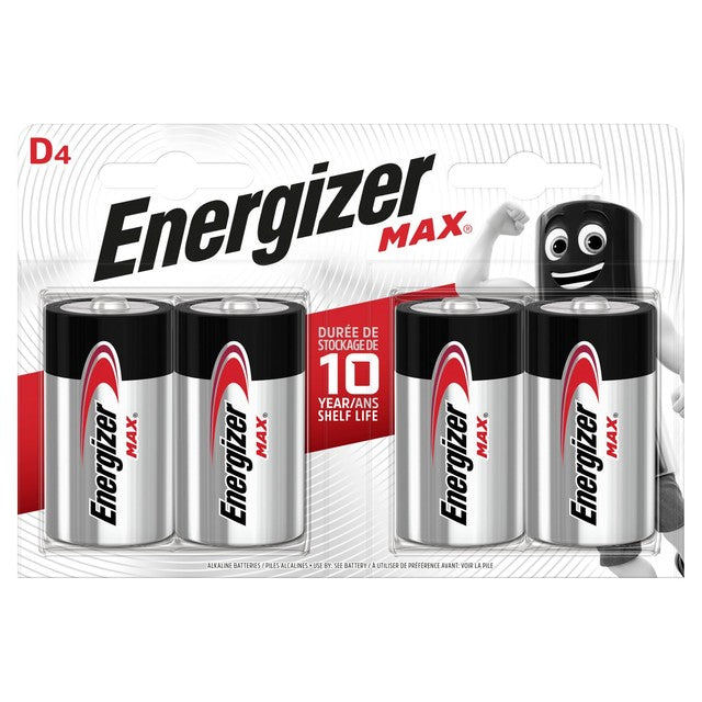 Energizer D alkaline batteries 4-pack - British product