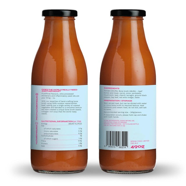 Spring roasted tomato beef bone broth soup 490g (British brand)