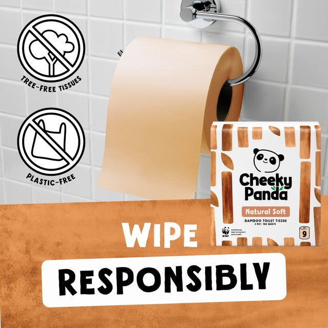 The Cheeky Panda natural colour bamboo toilet tissue 9 pack (British brand)