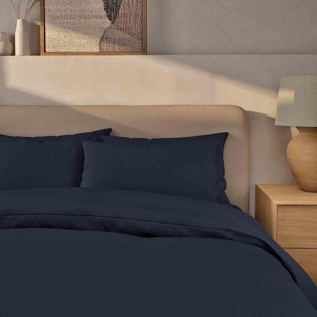 M&S pure brushed cotton bedding set king midnight navy, imported from the UK