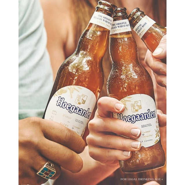 Hoegaarden Belgian wheat beer with coriander and orange peel, 4 x 330ml bottles, UK version