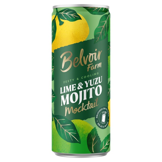 Belvoir Farm Lime and Yuzu Mojito Mocktail can, UK version