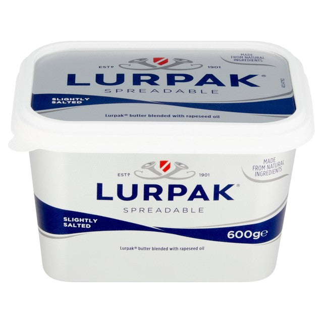 Lurpak Slightly Salted Spreadable Butter, imported from the UK
