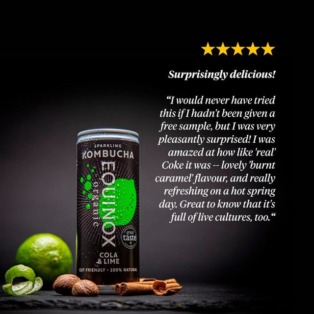 Equinox organic cola and lime kombucha can (British brand)