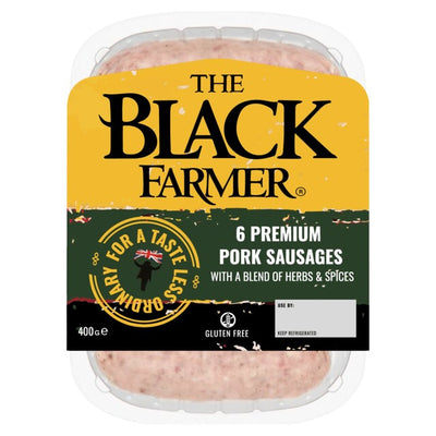 Saucisses de porc de première qualité The Black Farmer sans gluten 400g
