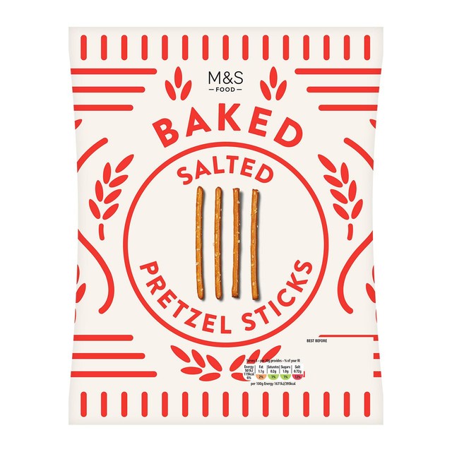 M&S salted pretzel sticks 150g, imported from the UK