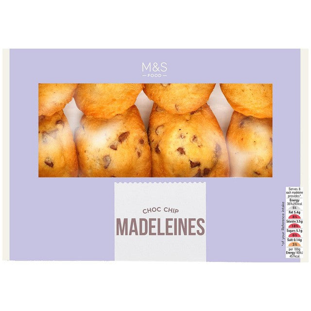 M&S chocolate chip madeleines 152g, imported from the UK