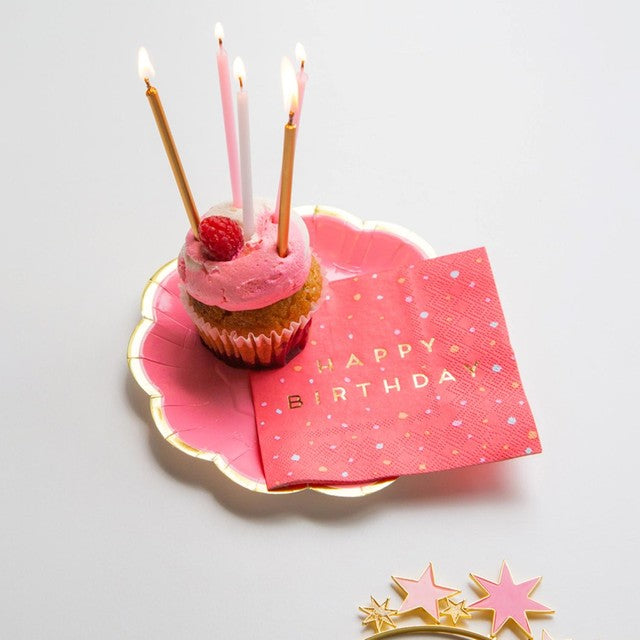 Talking Tables gold, white & pink birthday candles 10cm (British brand)