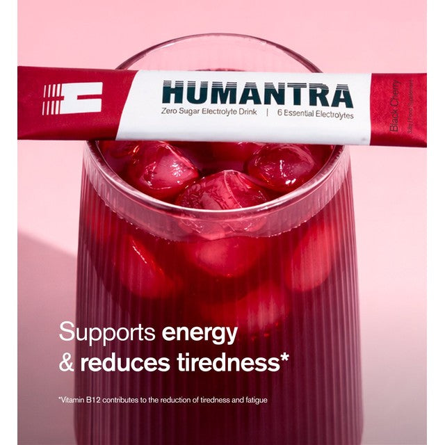 Humantra black cherry electrolyte powder box, imported from the UK