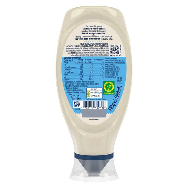 Hellmann's Light Squeezy Mayonnaise bottle - British product