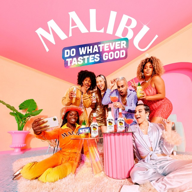 Malibu strawberry flavoured rum liqueur 70cl, imported from the UK