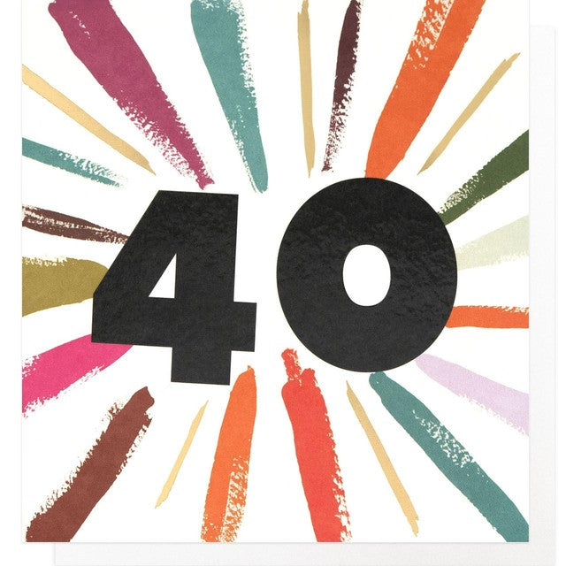 Caroline Gardner Age 40 card multicolour burst design H146xW140mm - British product