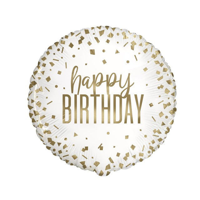 Unique Party confetti gold birthday foil balloon 18 inch - British product