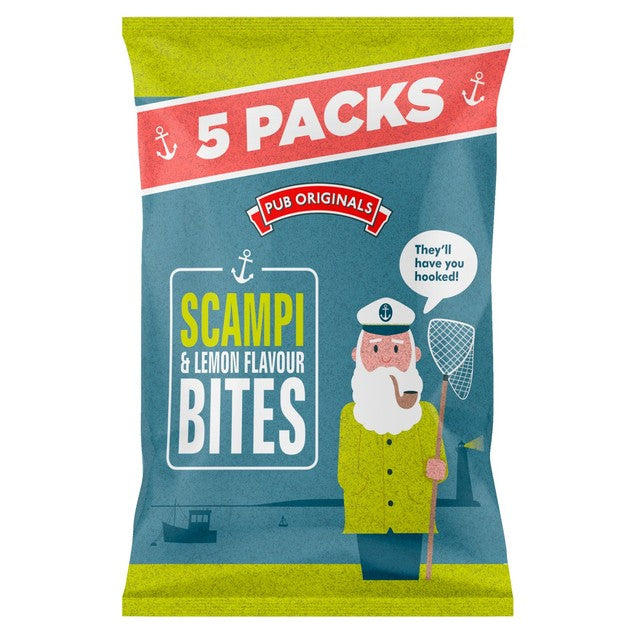 Pub Originals Scampi & Lemon Flavour Bites 5 x 13g, imported from the UK