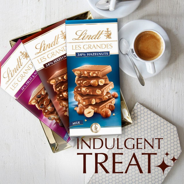 Lindt Les Grandes Hazelnuts Milk Chocolate Bar 150g, UK version