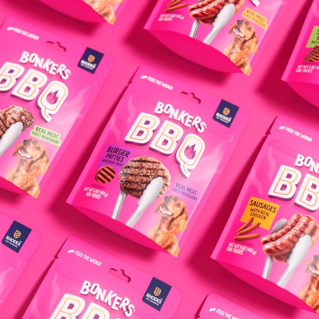 Bonkers BBQ beef burger dog treats 85g, imported from the UK