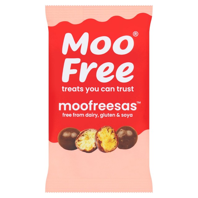 Moo Free cocoa covered biscuit rice balls 35g, imported from the UK