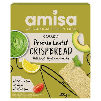 Amisa Økologisk Glutenfri Linse Protein Knekkebrød 100g