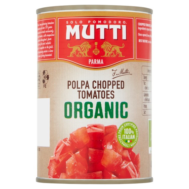 Mutti organic chopped Italian tomatoes 400g, imported from the UK