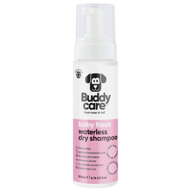 Buddycare waterless dog shampoo baby fresh, imported from the UK