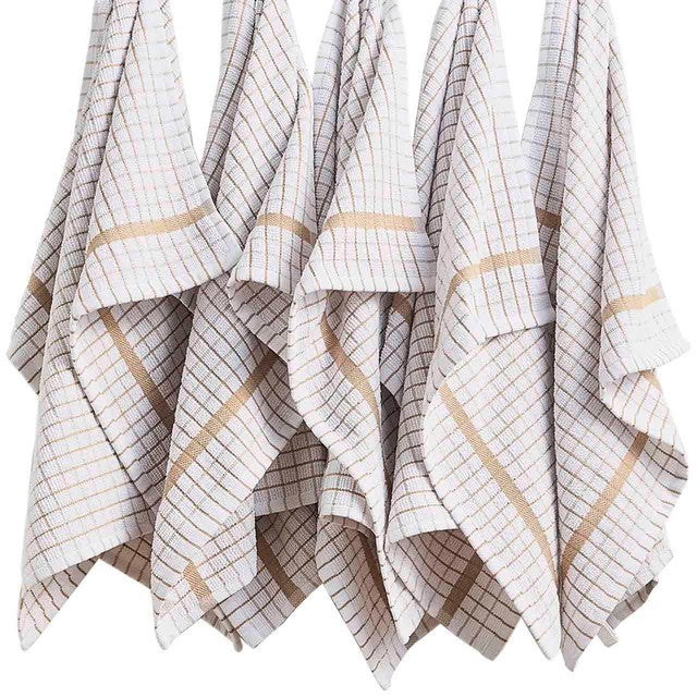 M&S terry tea towels neutral checked designs, UK version