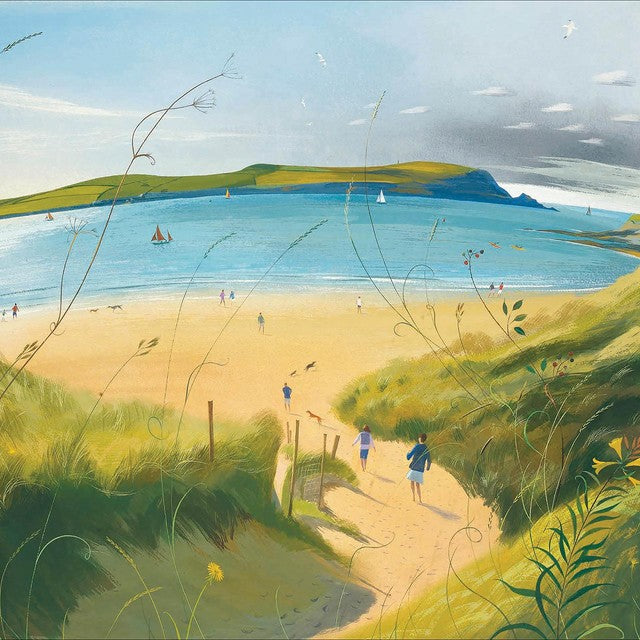 Woodmansterne Going Down To The Beach blank greeting card 17.3 x 16.7cm, UK version
