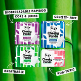 The Cheeky Panda bambus periodeunderlag lette 240 mm 15-pakning (britisk merke)