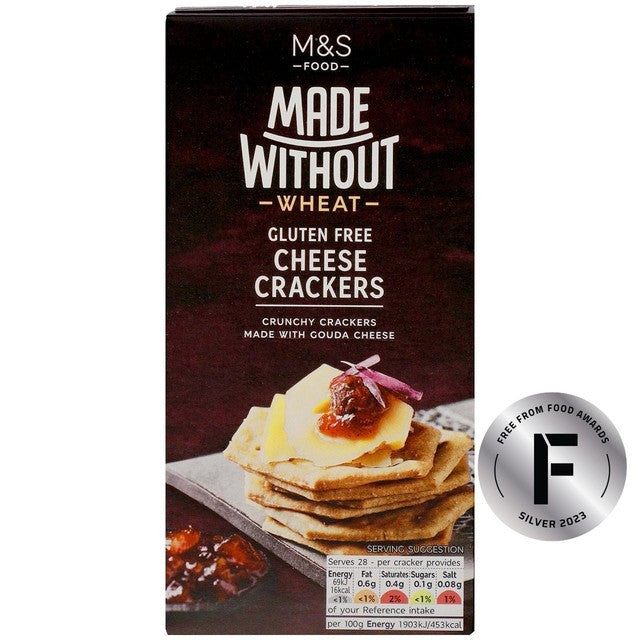 M&S Made Without Cheese Crackers gluten free 100g, imported from the UK