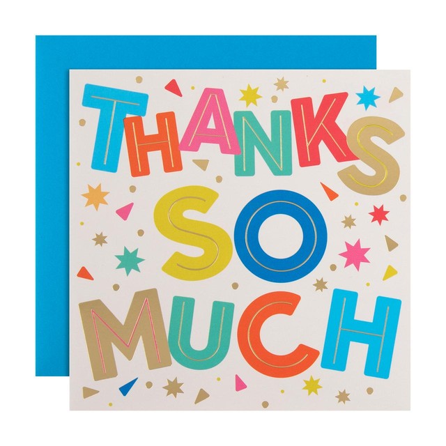 M&S Thanks So Much greeting card, 15cm square (British brand)
