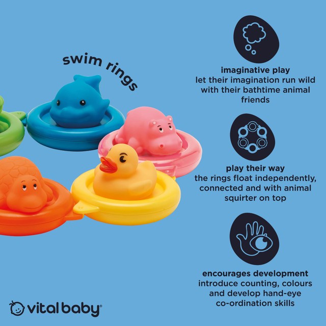 Vital Baby swim rings bath toy set with animal squirters (British brand)