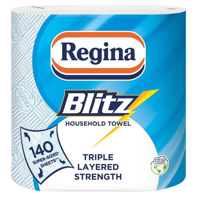 Regina Blitz kitchen roll 140 supersized sheets 2 roll, imported from the UK