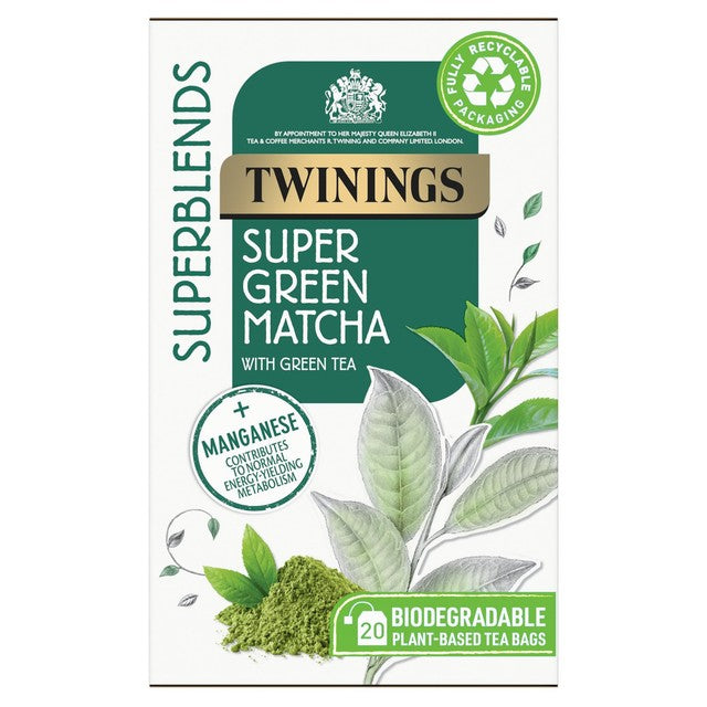 Twinings Super Green Matcha green tea bags 20 tea bags (British brand)