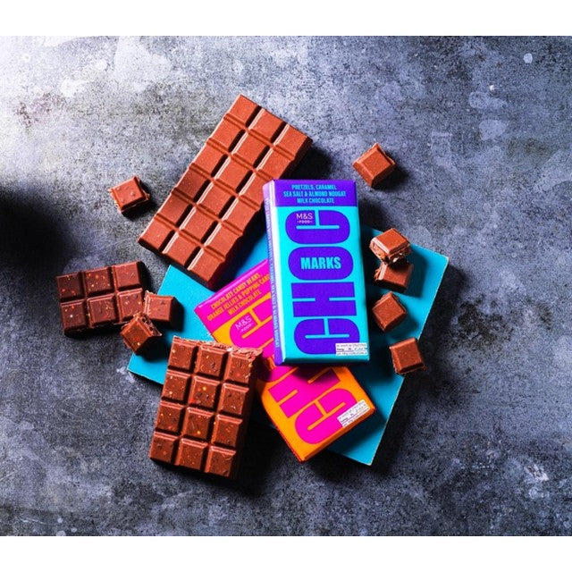 M&S Pretzel Caramel Milk Chocolate Bar 180g, imported from the UK