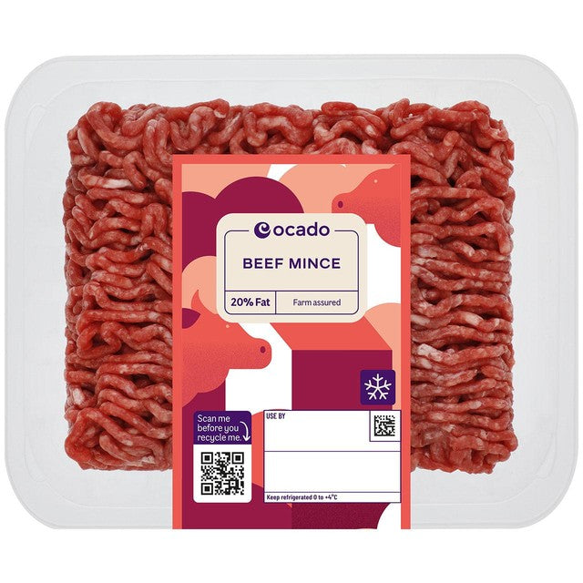Ocado Rinderhackfleisch 20% Fett 500g, importiert aus dem Vereinigten Königreich