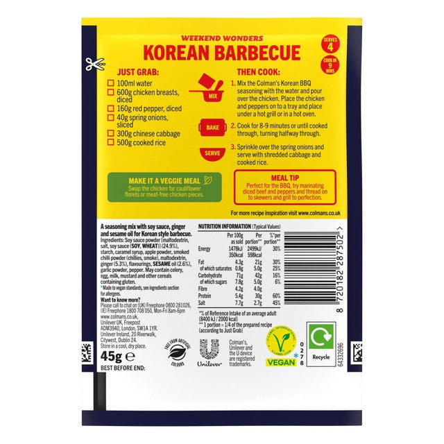 Colman's Korean Barbecue Recipe Mix 45g - British product