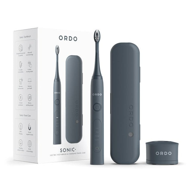 Ordo Sonic+ Electric Toothbrush and Charging Travel Case in Charcoal Grey, imported from the UK