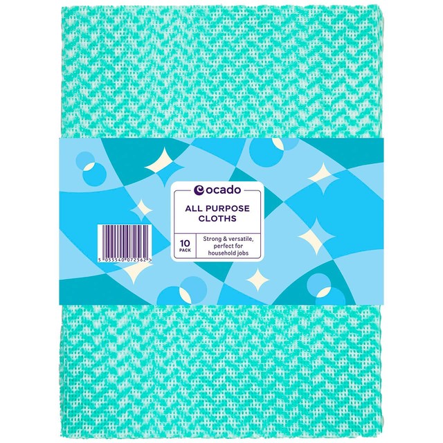 Ocado all purpose cleaning cloths 10 pack 52x38cm, imported from the UK