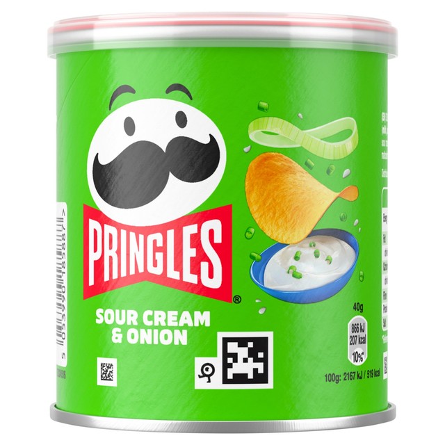 Pringles Sour Cream & Onion crisps 40g, imported from the UK
