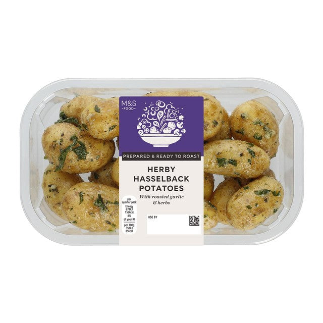 M&S herby Hasselback potatoes 750g, UK version