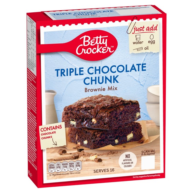 Betty Crocker triple chocolate chunk brownie mix 415g - British product