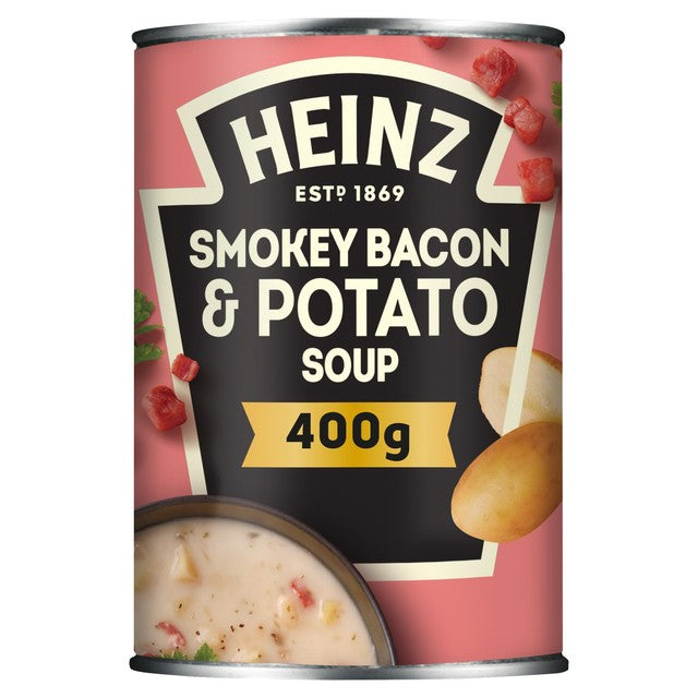 Heinz potato and smokey bacon soup can 400g, UK version