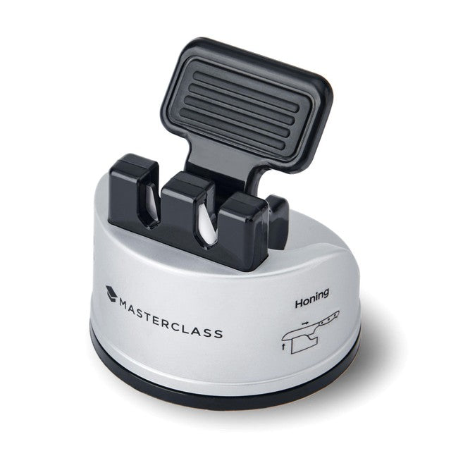 MasterClass knife sharpener in silver, gift boxed, 6x6x7 cm, imported from the UK