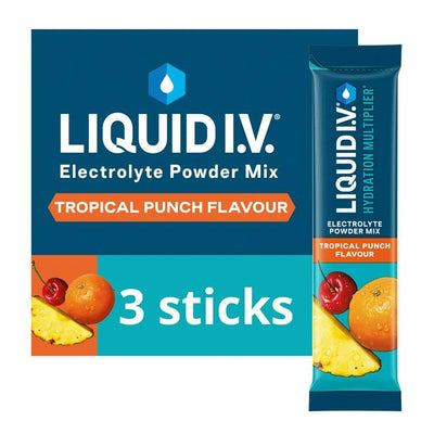 Sainsburys Liquid IV Hydration Multiplier Electrolyte Powder Mix Food Supplement Tropical Punch Sachets x3 - اشتري عبر الإنترنت من McGrocer