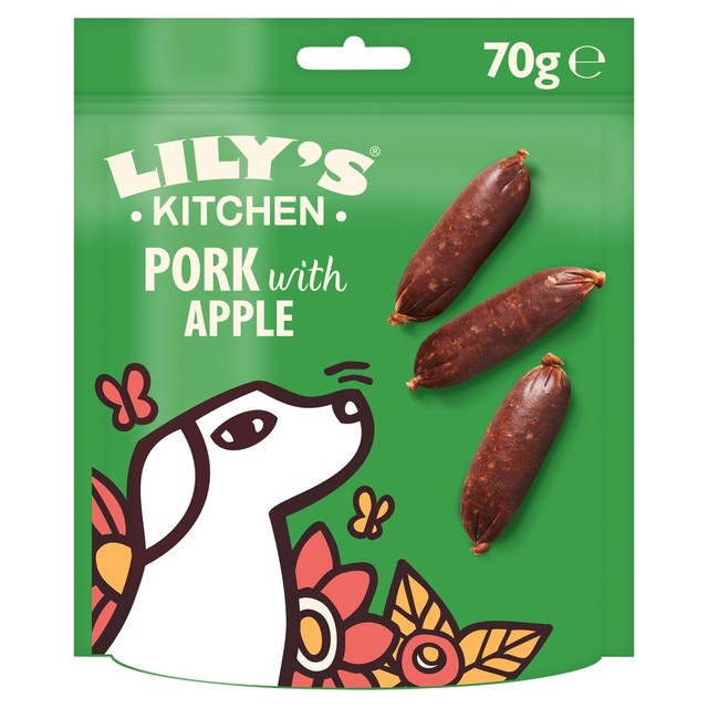 Lily's Kitchen Cracking Pork and Apple Sausages dog treats 70g, UK version
