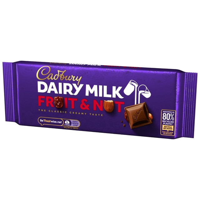 Cadbury Fruit & Nut chocolate bar 180g, imported from the UK