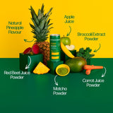 Medahuman Greens Superblend mango and pineapple wellness drink (British brand)