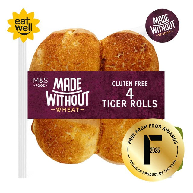 M&S gluten free tiger rolls 4 pack, imported from the UK