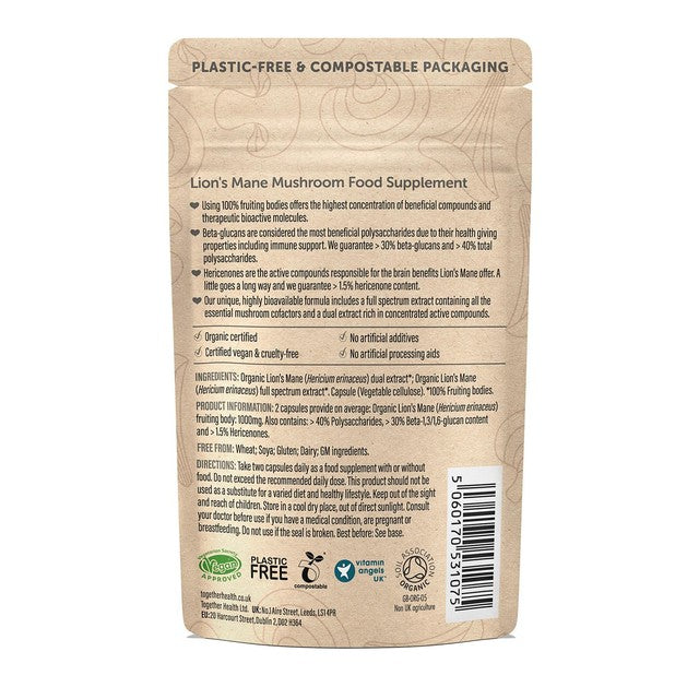 Together Health Organic Lions Mane supplement 60 capsules (British brand)
