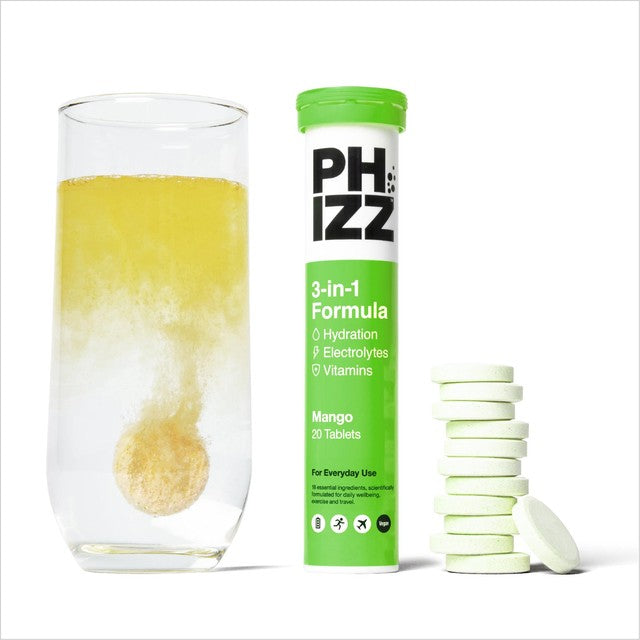 Phizz Mango flavoured hydration electrolyte vitamin tablets 20 tablets, imported from the UK